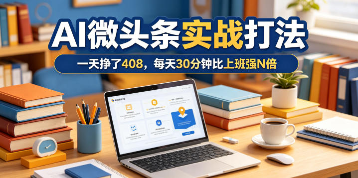 一天挣了408，AI微头条实战打法，每天30分钟比上班强N倍-无畏轻创