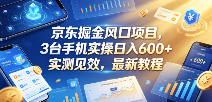 京东掘金风口项目，3台手机实操日入600+，实测见效，最新教程【揭秘】-无畏轻创