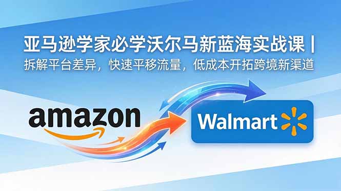 亚马逊卖家必学沃尔玛新蓝海实战课｜拆解平台差异，快速平移流量，低成本开拓跨境新渠道-无畏轻创