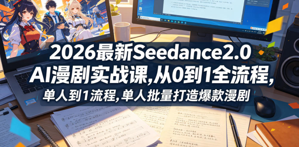 2026最新Seedance2.0 AI漫剧实战课,，从0到1全流程，单人批量打造爆款漫剧-无畏轻创