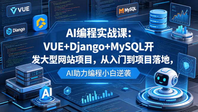 AI编程实战课：VUE+Django+MySQL开发大型网站项目，从入门到项目落地，AI助力编程小白逆袭-无畏轻创