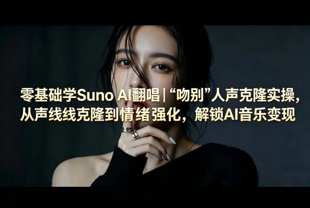 零基础学Suno AI翻唱｜《吻别》人声克隆实操，从声线克隆到情绪强化，解锁AI音乐变现-无畏轻创