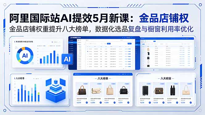 阿里国际站AI提效5月新课：金品店铺权重提升八大榜单，数据化选品复盘与橱窗利用率优化-无畏轻创