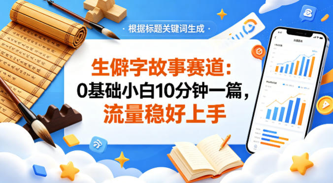 公众号流量主——生僻字故事赛道，流量稳，好上手，0基础小白也能10分钟一篇-无畏轻创