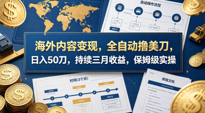 海外内容变现，全自动撸美刀，日入50刀，持续三月收益，保姆级实操【揭秘】-无畏轻创