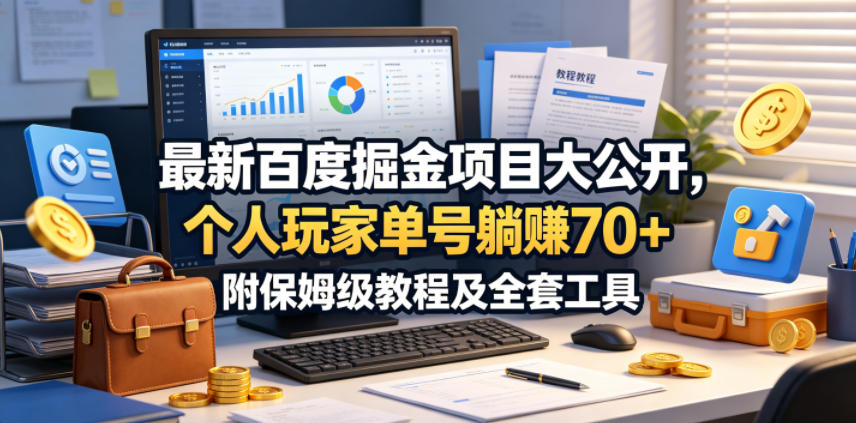 最新百度掘金项目大公开，个人玩家单号躺賺70+，附保姆级教程及全套工具【揭秘】-无畏轻创