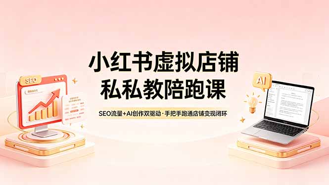 小红书虚拟店铺私教陪跑课，SEO流量+AI创作双驱动，手把手跑通店铺变现闭环-无畏轻创