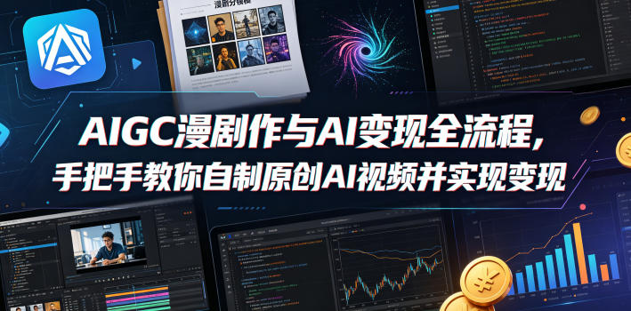 AIGC漫剧创作与AI变现全流程，手把手教你自制原创AI视频并实现变现-无畏轻创