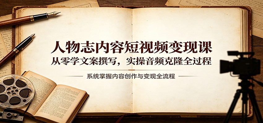 人物志内容短视频变现课：从零学文案撰写，实操音频克隆全过程-无畏轻创