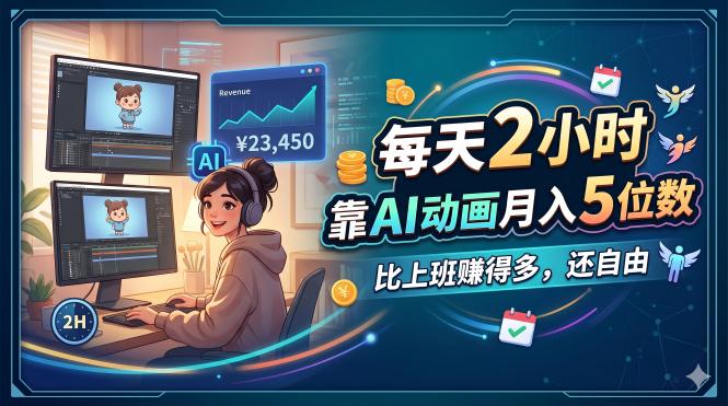 每天 2 小时，靠 AI 动画月入 5 位数，比上班赚得多，还自由-无畏轻创