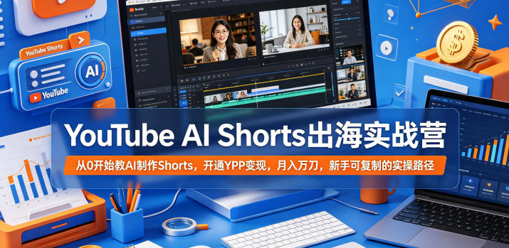 YouTube AI Shorts出海实战营，从0开始教AI制作Shorts，开通YPP变现，月入万刀，新手可复制的实操路径-无畏轻创