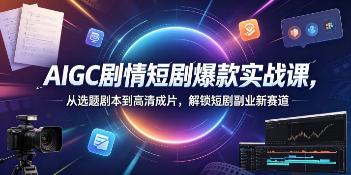 AIGC剧情短剧爆款实战课，从选题剧本到高清成片，解锁短剧副业新赛道-无畏轻创