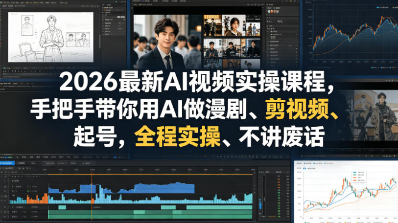 2026最新AI视频实操课程，手把手带你用AI做漫剧、剪视频、起号，全程实操、不讲废话-无畏轻创