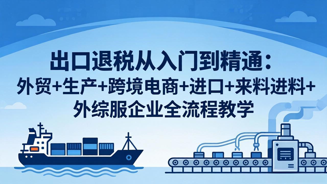 出口退税从入门到精通：外贸+生产+跨境电商+进口+来料进料+外综服企业全流程教学-无畏轻创
