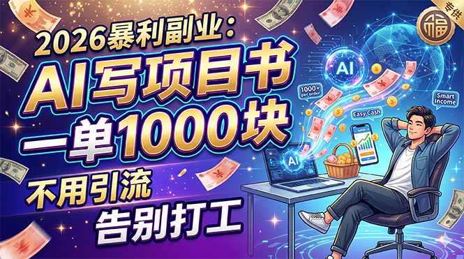 2026暴利副业：AI 写项目书，一单 1000 块，不用引流，告别打工-无畏轻创