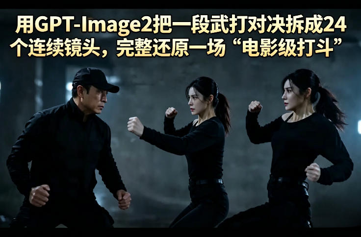 用GPT-Image2把一段武打对决拆成24个连续镜头，完整还原一场“电影级打斗”-无畏轻创