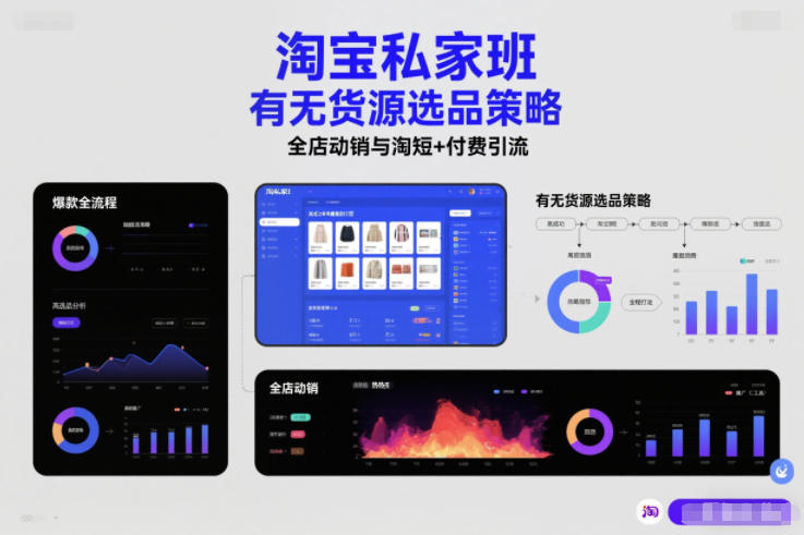 淘宝私家班，有无货源选品策略，高成功率爆款全流程打法，全店动销与淘短+付费引流(更新2026年5月22日)-无畏轻创