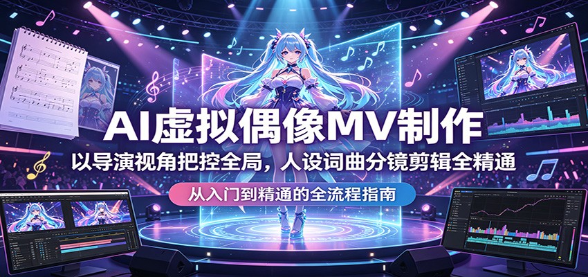 AI虚拟偶像MV制作：以导演视角把控全局，人设词曲分镜剪辑全精通-无畏轻创