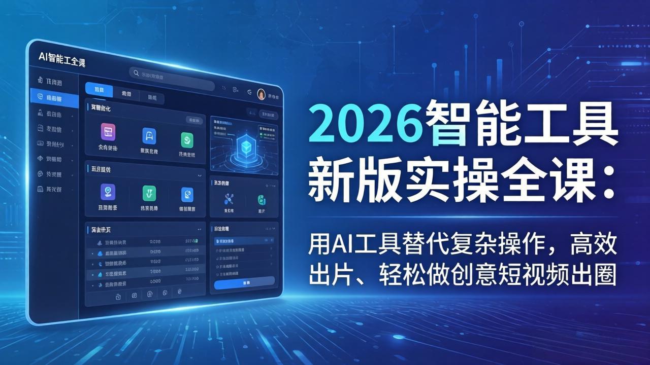 2026智能工具新版实操全课：用AI工具替代复杂操作，高效出片、轻松做创意短视频出圈-无畏轻创
