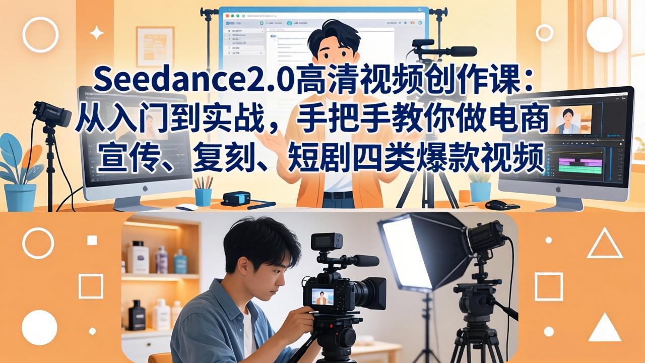 Seedance2.0高清视频创作课：从入门到实战，手把手教你做电商、宣传、复刻、短剧四类爆款视频-无畏轻创