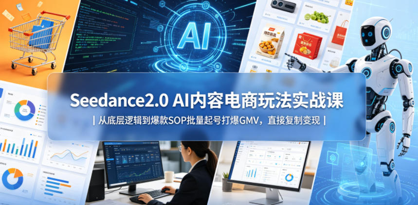 Seedance2.0 AI内容电商玩法实战课|从底层逻辑到爆款SOP批量起号打爆GMV,直接复制变现-无畏轻创