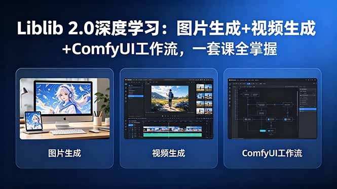 Liblib 2.0深度学习：图片生成+视频生成+ComfyUI工作流，一套课全掌握-无畏轻创