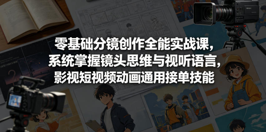 零基础分镜创作全能实战课，系统掌握镜头思维与视听语言，影视短视频动画通用接单技能-无畏轻创