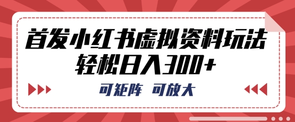 首发小红书虚拟资料玩法，可矩阵，可放大，轻松日入3张-无畏轻创