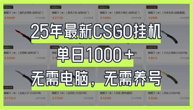 （14178期）25年最新CSGO挂机系统，单日1000+，无需电脑，无需养号，0基础可上手-无畏轻创