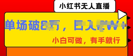 小红书无人直播，纯小白可做，有手就行，单场直播销售额破8w-无畏轻创
