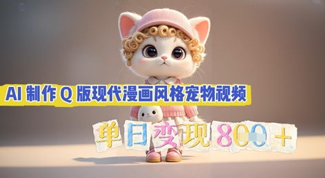 AI制作Q版现代漫画风格宠物视频，单日变现几张-无畏轻创