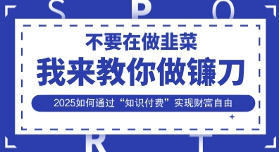 韭菜生涯终结者，我来教你做镰刀，2025如何通过“知识付费”实现财F自由【揭秘】-无畏轻创
