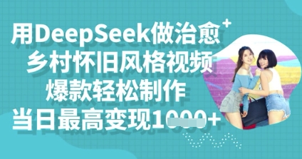 用DeepSeek做治愈乡村怀旧风格视频，爆款轻松制作，当日最高变现多张-无畏轻创